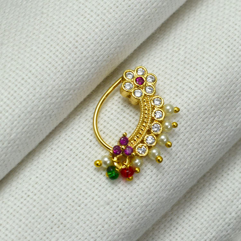 Diamond Look Marathi Nose Ring - Sanvi Jewels Pvt. Ltd. - 831674